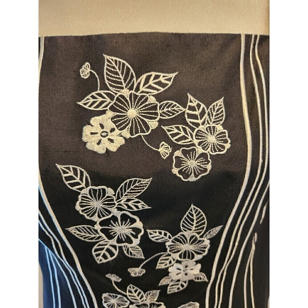 Adrianna Papell Vintage Silk Tank Black Embroidered Floral Side Zip Sz 6 EUC - Picture 2 of 7